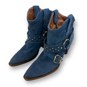 Elvis Presley American Rebel Blue Suede Boots Booties Size 8.5”